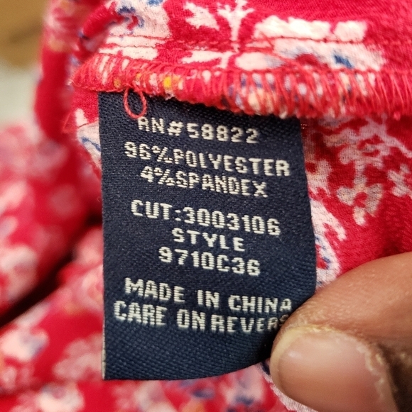 Max Edition Red Floral Long Sleeve Bohemian Waist Tie Shirt Sz XL - Picture 8 of 10